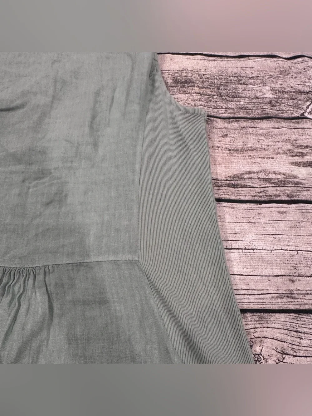 Lungo L’Arno Sleeveless Linen Blend Mini Dress Textured Neckline in Sage Green L - Picture 9 of 9